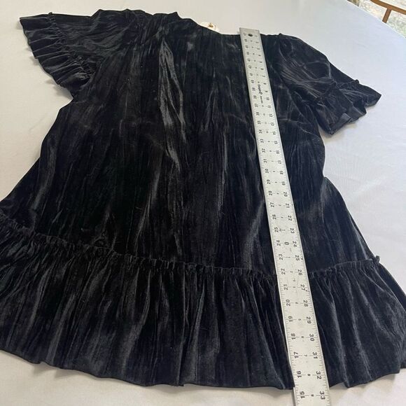NWT Loveriche Black Velvet Ruffle Flutter Dress Size Large New - Picture 7 of 8
